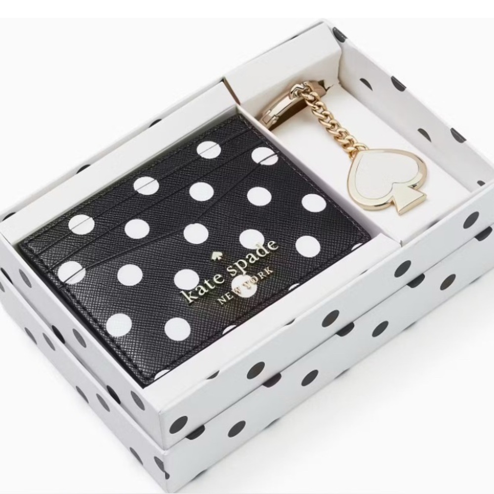 Kate Spade Cheers Polka Dot Card Case and Key Fob Set